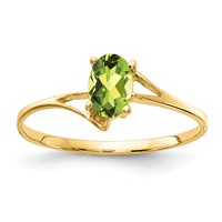 14K Yellow Gold 6x4mm Oval Checker-cut Peridot Bypass Ring view 1