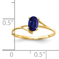 14K Yellow Gold 6x4mm Oval Blue Sapphire Bypass Ring view 2