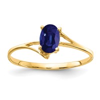 14K Yellow Gold 6x4mm Oval Blue Sapphire Bypass Ring view 1