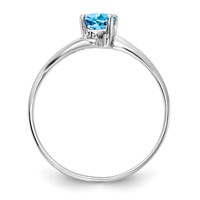 14K White Gold 6x 4mm Oval Blue Topaz Bypass Ring view 2