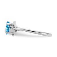 14K White Gold 6x 4mm Oval Blue Topaz Bypass Ring view 4