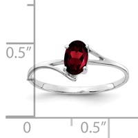 14K White Gold 6x 4mm Oval Garnet Bypass Ring view 2