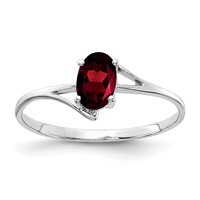 14K White Gold 6x 4mm Oval Garnet Bypass Ring view 1