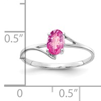 14K White Gold 6x 4mm Oval Pink Sapphire Ring view 2