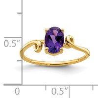 14K 7x5mm Oval Amethyst Checker-cut Twist Ring view 2