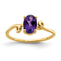 14K 7x5mm Oval Amethyst Checker-cut Twist Ring view 1