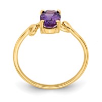 14K Yellow Gold 7x 5mm Oval Amethyst Twist Ring view 2