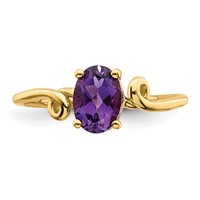 14K Yellow Gold 7x 5mm Oval Amethyst Twist Ring view 5