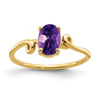 14K Yellow Gold 7x 5mm Oval Amethyst Twist Ring view 1