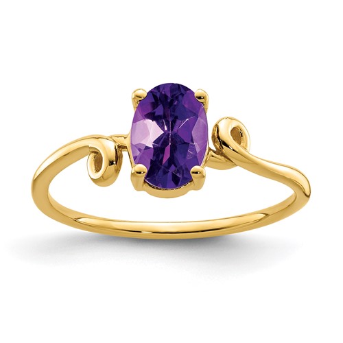 14K Yellow Gold 7x 5mm Oval Amethyst Twist Ring