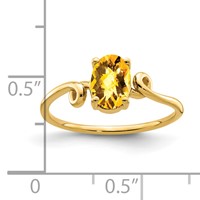 14K Yellow Gold 7x 5mm Oval Citrine Checker-cut Twist Ring view 2