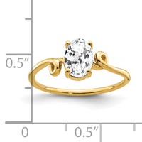 14K Yellow Gold 7x 5mm Oval Cubic Zirconia Ring view 2