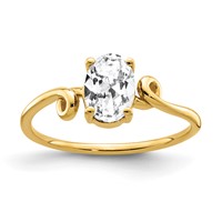 14K Yellow Gold 7x 5mm Oval Cubic Zirconia Ring view 1