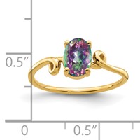 14K Yellow Gold 7x 5mm Oval Mystic Fire Topaz Ring view 2