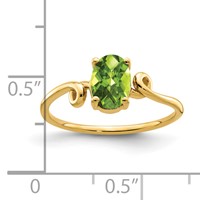 14K Yellow Gold 7x5mm Oval Peridot Checker-cut Twist Ring view 2