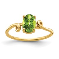 14K Yellow Gold 7x5mm Oval Peridot Checker-cut Twist Ring view 1