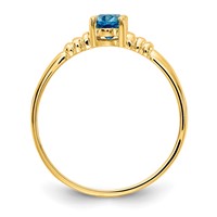 14K Yellow Gold 6x 4mm Oval Blue Topaz Ring view 2