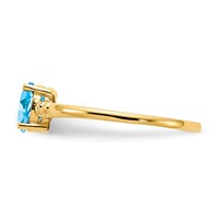 14K Yellow Gold 6x 4mm Oval Blue Topaz Ring view 3