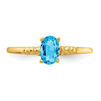 14K Yellow Gold 6x 4mm Oval Blue Topaz Ring view 4