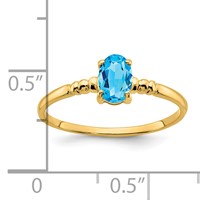 14K Yellow Gold 6x 4mm Oval Blue Topaz Ring view 5