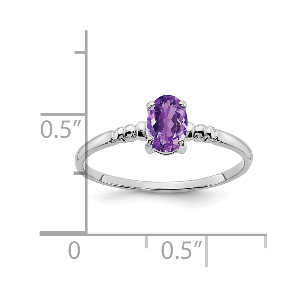 14k White Gold 6x4mm Oval Amethyst ring (Y4667AM)