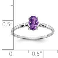 14K White Gold 6x4mm Oval Amethyst Ring view 2