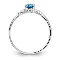 14K White Gold 6x 4mm Oval Blue Topaz Ring view 2