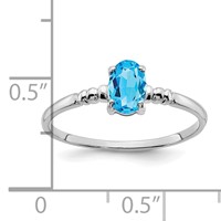 14K White Gold 6x 4mm Oval Blue Topaz Ring view 3