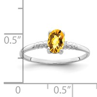 14K White Gold 6x4mm Oval Citrine Checker-cut Ring view 2