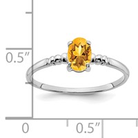 14K White Gold 6x 4mm Oval Citrine Ring view 2