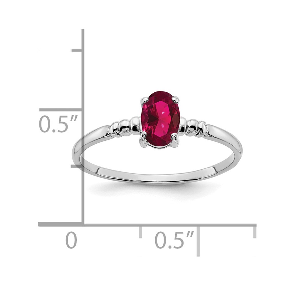 14k White Gold 6x4mm Oval Created Ruby ring (Y4667CR)