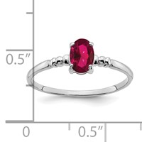 14K White Gold 6x4mm Oval Lab-Created Ruby Ring view 2