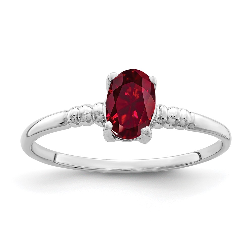 14K White Gold 6x4mm Oval Lab-Created Ruby Ring