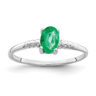 14k White Gold 6x4mm Oval Emerald ring