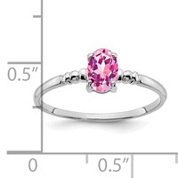 14K White Gold 6x 4mm Oval Pink Sapphire Ring view 2