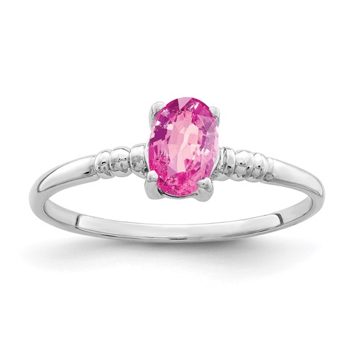 14K White Gold 6x 4mm Oval Pink Sapphire Ring