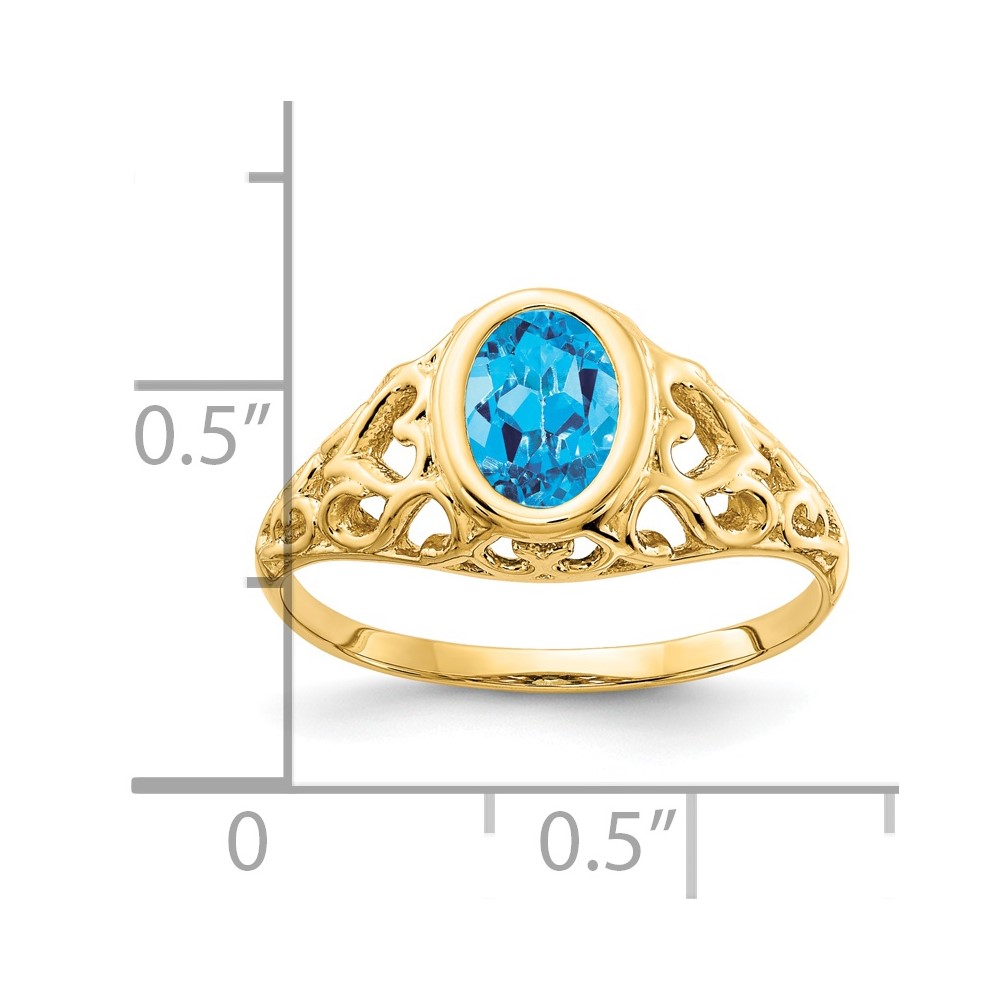 14k 7x5mm Oval Blue Topaz ring (Y4673BT)