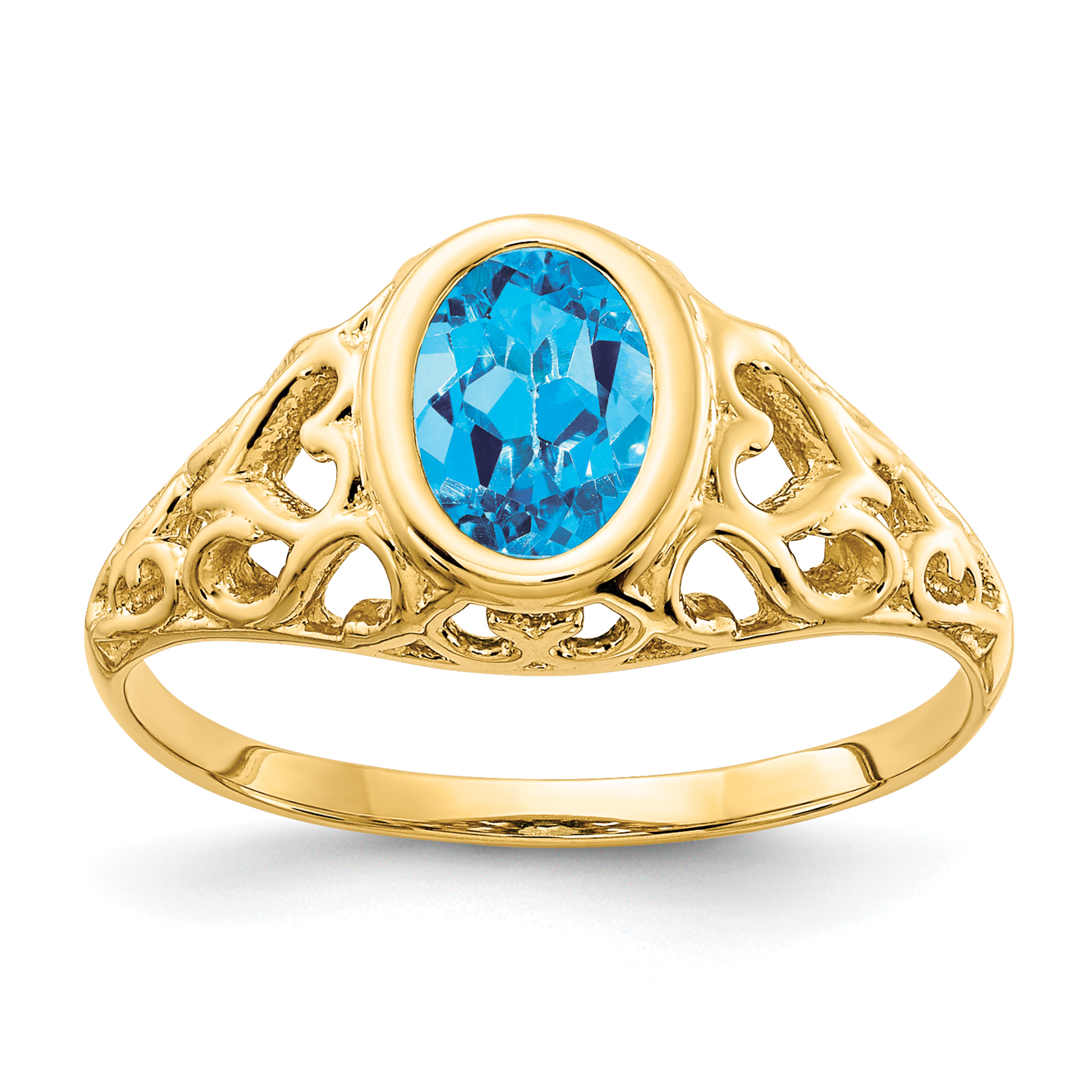 14k 7x5mm Oval Blue Topaz ring (Y4673BT)