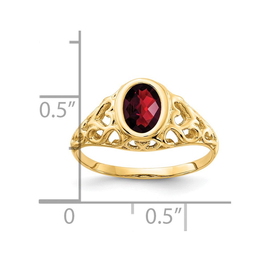 14k 7x5mm Oval Garnet Checker ring (Y4673GC)
