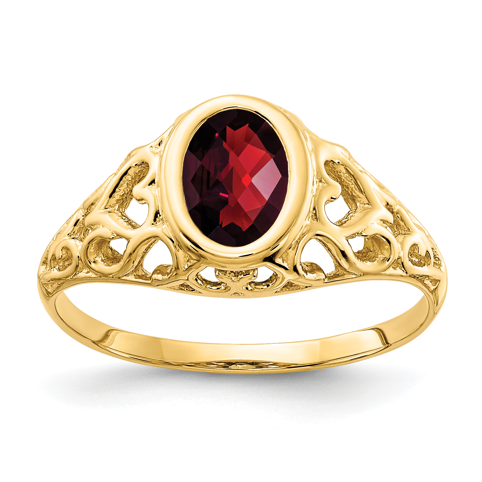 14k 7x5mm Oval Garnet Checker ring (Y4673GC)