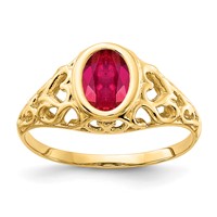 14K 7x5mm Oval Bezel Ruby Heart Filigree Ring view 1