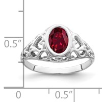 14K White Gold 7x 5mm Oval Created Ruby Ring view 2