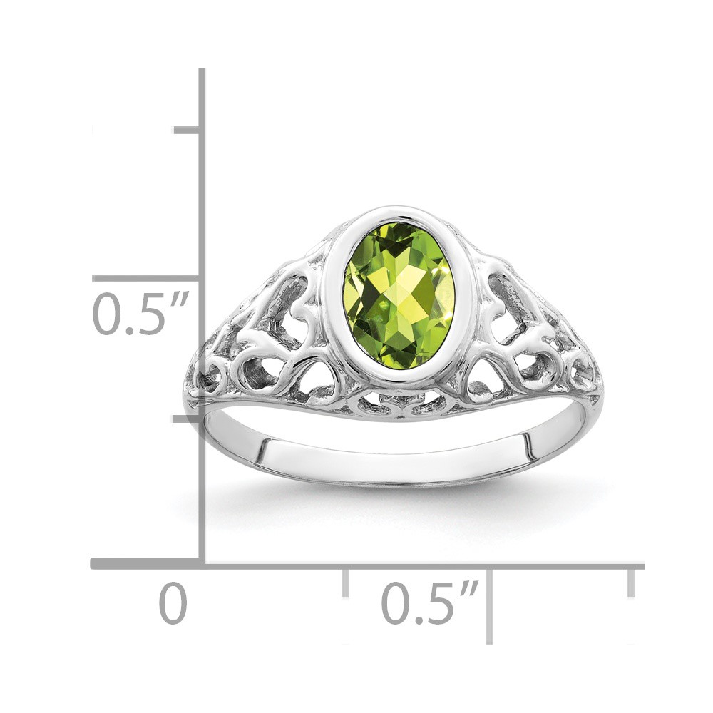 14k White Gold 7x5mm Oval Peridot ring (Y4674PE)