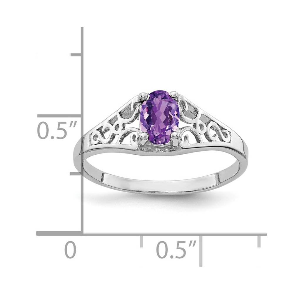 14k White Gold 6x4mm Oval Amethyst ring (Y4676AM)