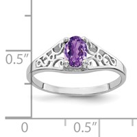 14K White Gold 6x4mm Oval Amethyst Filigree Ring view 3