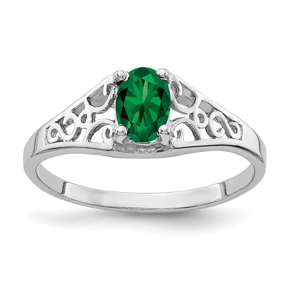 14K White Gold 6x 4mm Oval Mount St. Helens Filigree Ring