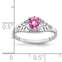 14K White Gold 6x4mm Oval Pink Sapphire Filigree Ring view 2