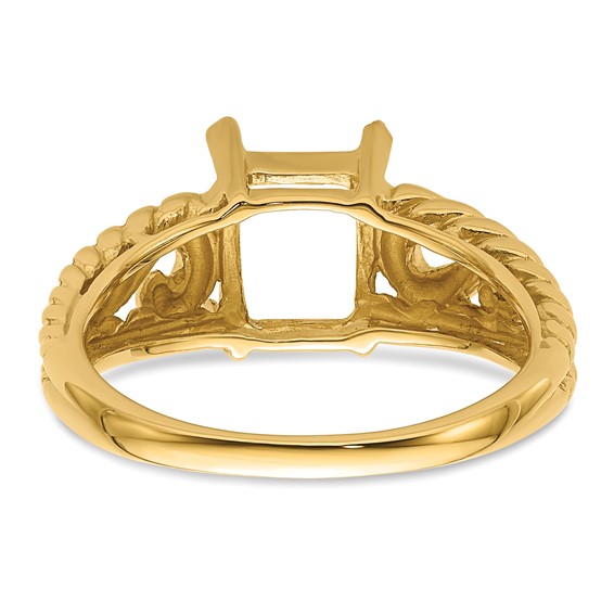 14k Holds 8x6mm Emerald-cut Gemstone Ring Mounting