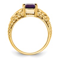 14K Yellow Gold 8x6mm Emerald-cut Amethyst Ring view 2