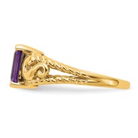 14K Yellow Gold 8x6mm Emerald-cut Amethyst Ring view 4